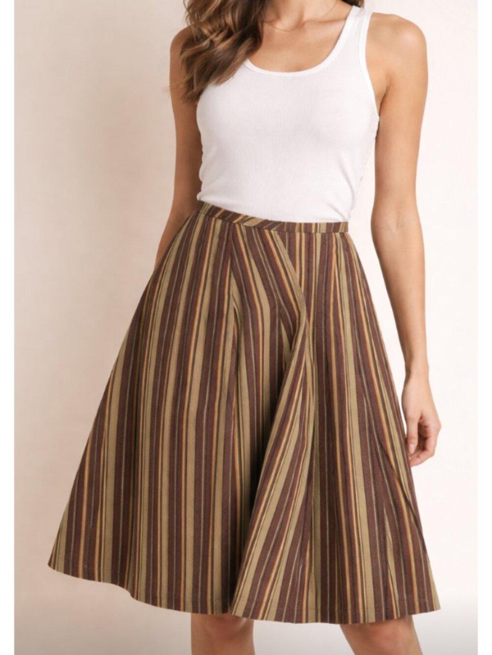 COMRAGS GUNHOUSE & CORNISH Retro Stripe Skirt Large Mod Artsy Cottage Trad